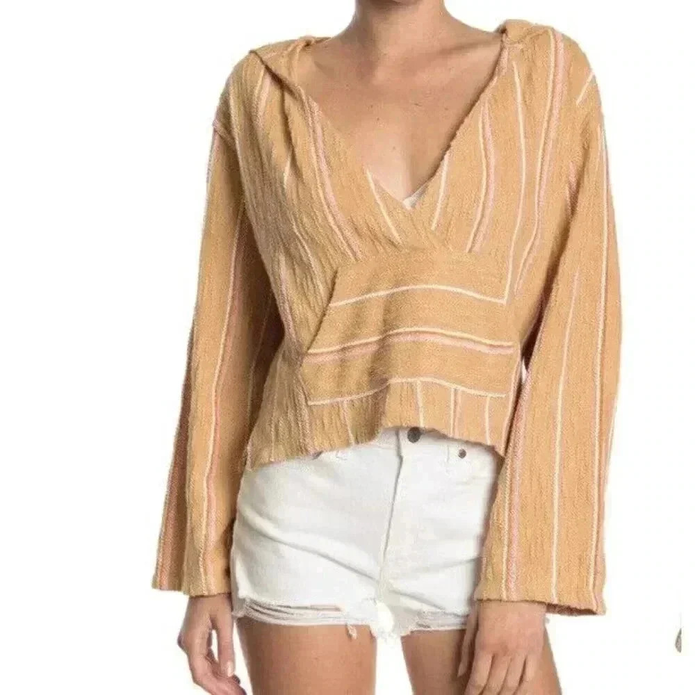 Revolve L SPACE Paradise Stripe Print Pullover Hooded Womens Swim XS NEW. 335